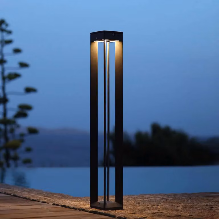 Les Jardins Solar LED tuinlamp Borne met bewegingssensor en dimfunctie, grijs, Hoogte: 90 cm