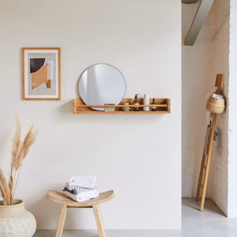 Tikamoon Badkamerwandrek van massief teak - Bruin - Breedte: 100 cm