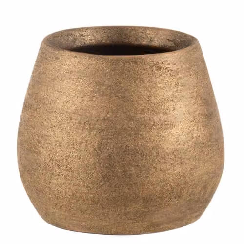 J-Line Bloempot Oneffen Ruw Keramiek Goud Small - 2 stuks - Ø 16 cm