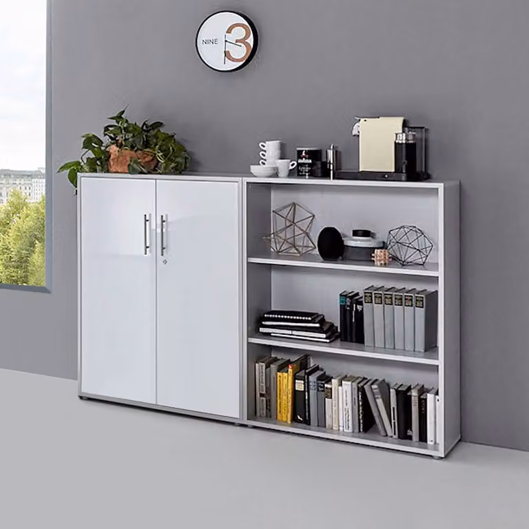 home24 Dossierkast 2-delig modern grijs/wit B/D/H: 114 x 33 x 85 cm