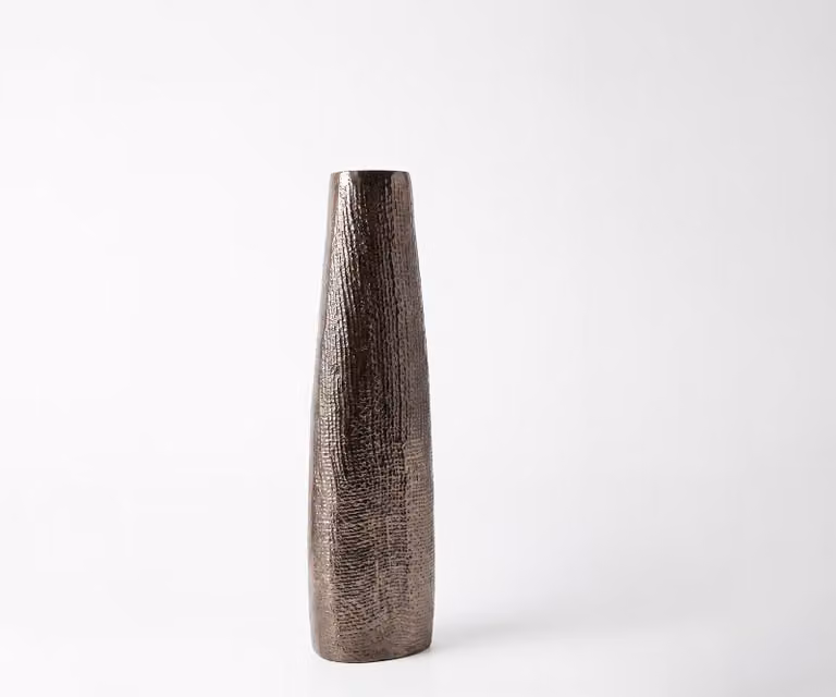 DELIFE Vaas Conico Gegoten Aluminium in Mokka Bronze, B: 14 cm, D: 9 cm, H: 48 cm