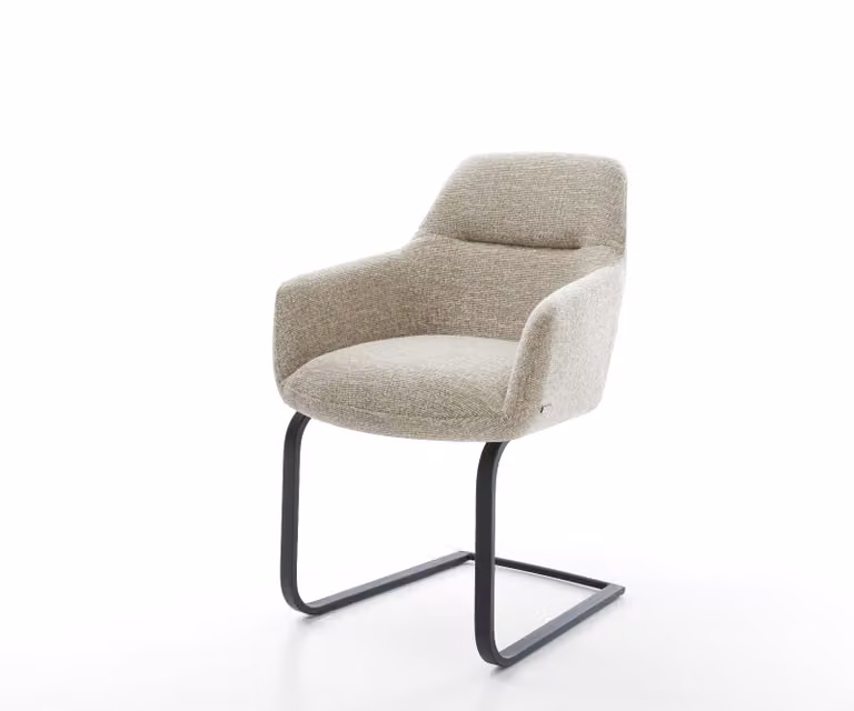 DELIFE Pejo-Flex Sledemodel Stoel met Geweven Stof in Beige en Zwart met Pocketveer Kern