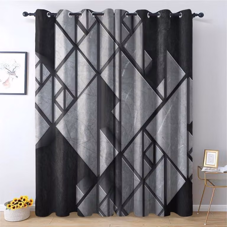 Verduisterende Gordijnen Grijs Geometrisch - 140 x 180 cm