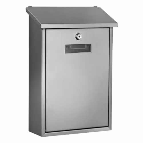 Perel Berlin Wandbrievenbus Zilvergrijs met Naamplaat en Slot, B/D/H: 36,5 x 27 x 10 cm