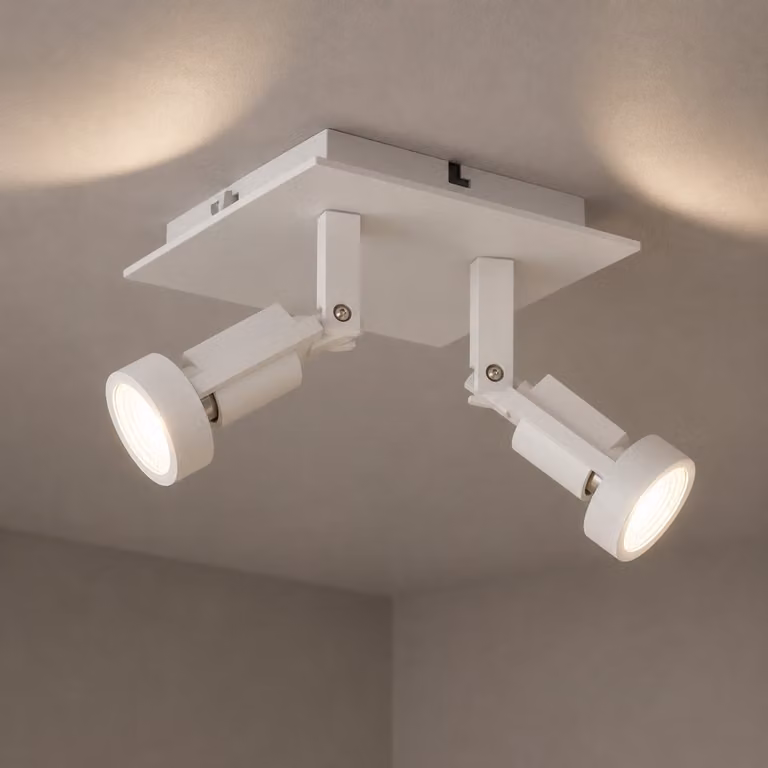 Artdelight Tech II Dubbele opbouwspot wit vierkant aluminium