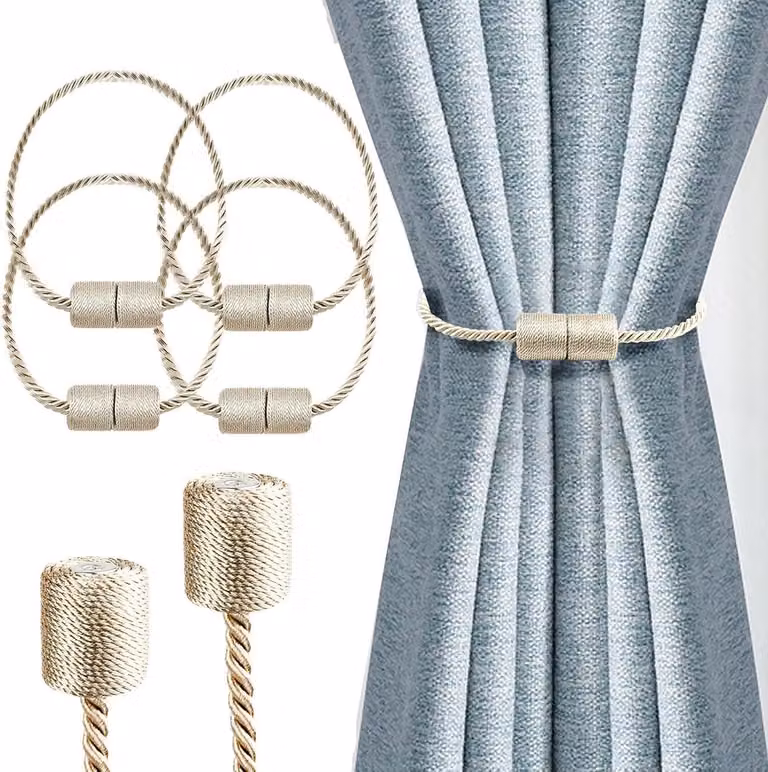 Gordijn Tiebacks Clips Beige - Magnetische Gordijnhouders met sterke sluiting - Lengte: 44,45 cm