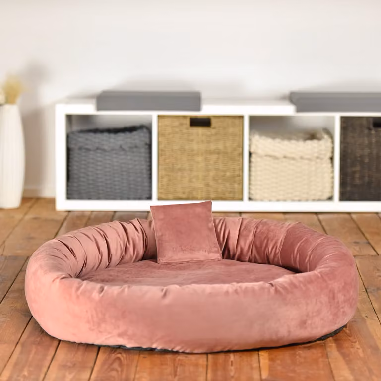 home24 Hondenmand Pwai Gr. L, Roze, Velvet, B: 90 cm, D: 90 cm, H: 18 cm