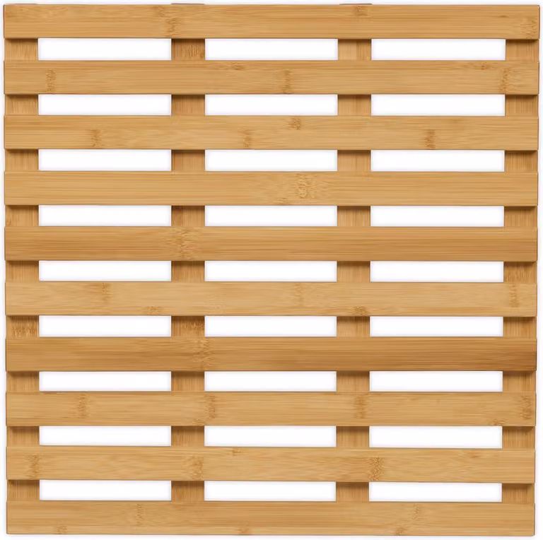 Antislip badmat van bamboe met rubberen voetjes, 50 x 50 cm