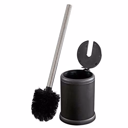 Bath Bliss Toiletborstel met houder en zelfsluitend deksel, matzwart, ijzer