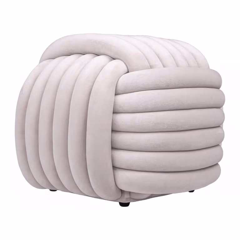 QUVIO Vierkante poef Geknoopt Beige B/D/H: 45 x 45 x 42 cm