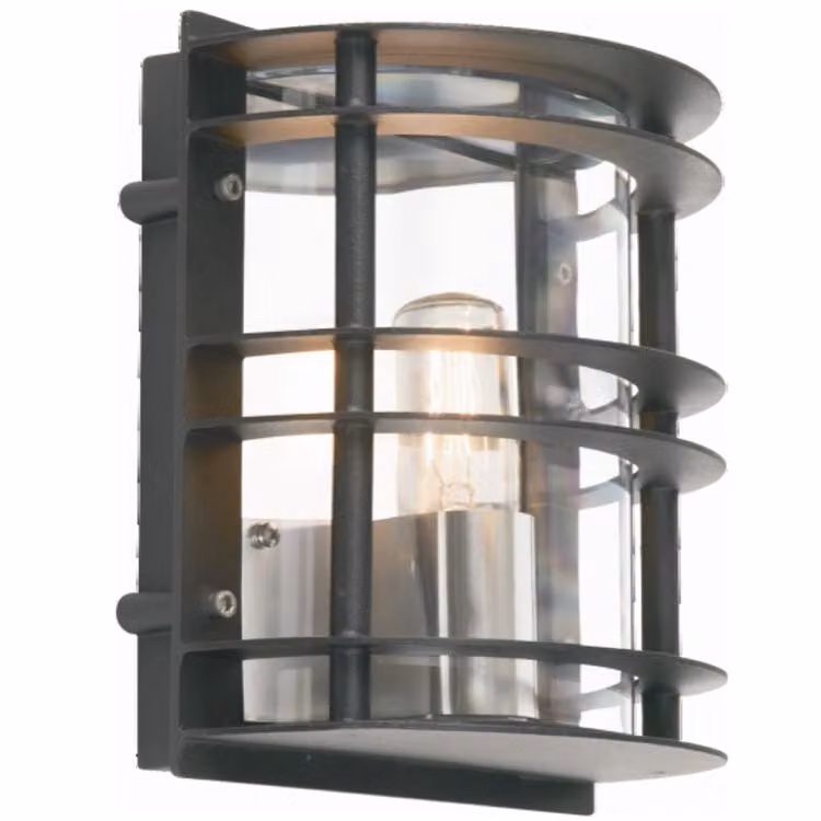 Franssen Boerderijlamp Timbra Klassiek - Zwart - Wandlamp van Metaal en Glas