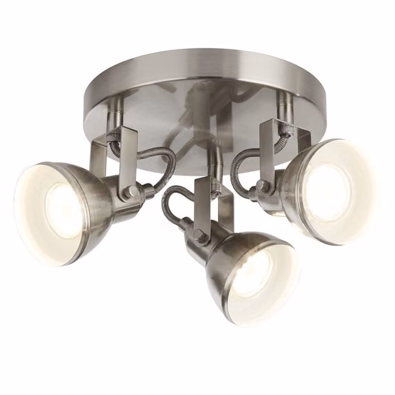 Searchlight Focus 3-lichts RVS opbouwspot - Zilver