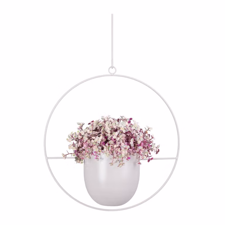 QUVIO Hangende bloempot - Rond - Metaal - Lichtgrijs