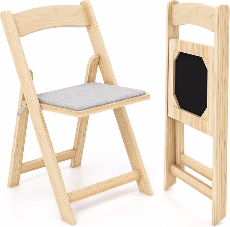 Set van 2 inklapbare houten eetkamerstoelen voor thuis en kantoor