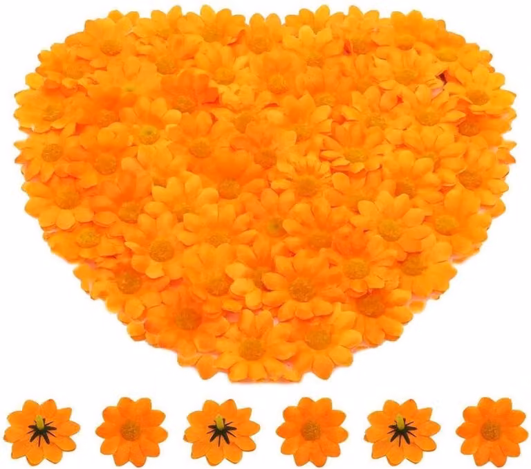Nepbloemen Madeliefjes Oranje - 100 Stuks - Realistische Kunstbloemen voor Decoratie en Knutselen