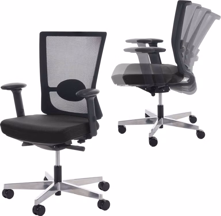 Mendler Bürostool MERRYFAIR Forte ergonomische bureaustoel met verstelbare zitting en armleuningen, zwart