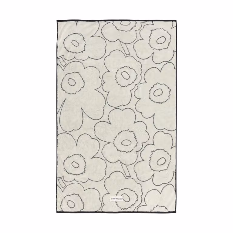 Marimekko Piirto Unikko badhanddoek Ivory-black B/D/H: 100 x 160 cm