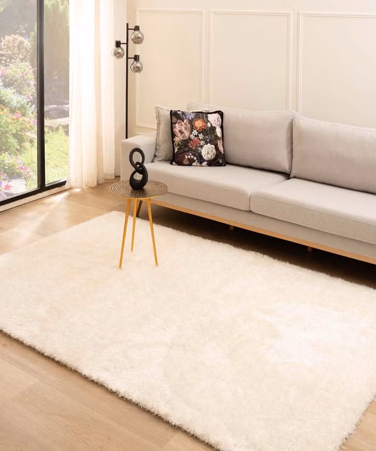 Tapeso Velvet vloerkleed - Wit - 200 x 300 cm