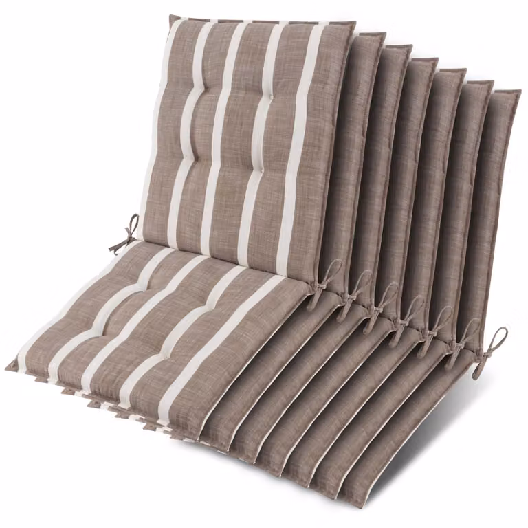 Beautissu set van 7 zonnedekpads Niederlehner beige-wit gestreept B/D/H: 100 x 50 x 8 cm