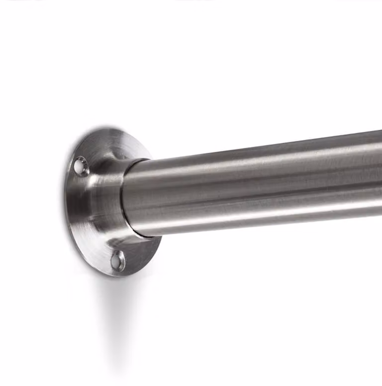 SO-TECH CIRCLE Garderobestang rond Ø 25 mm, Lengte: 150 cm, Geborsteld roestvrij staal met roedesteun
