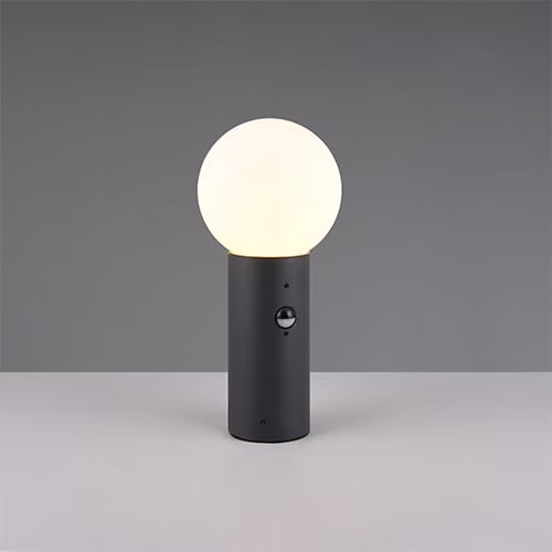 Trio Bol tuinlamp Mures antraciet met bewegingssensor en solarfunctie, Hoogte: 40 cm