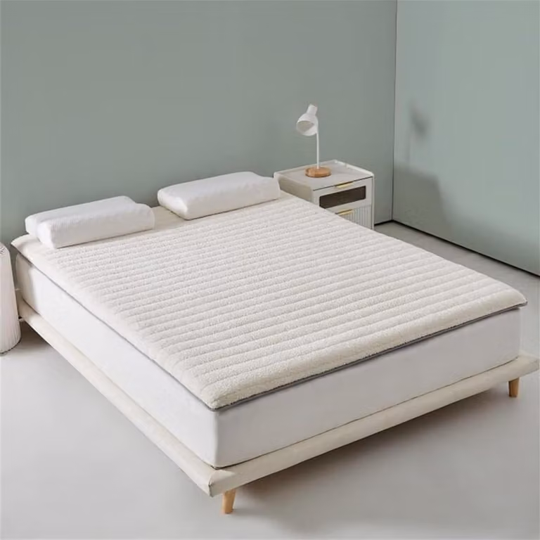 Tatami Matras Futon in Wit met Huidvriendelijke Pluche Stof - B/D: 90 x 190 cm