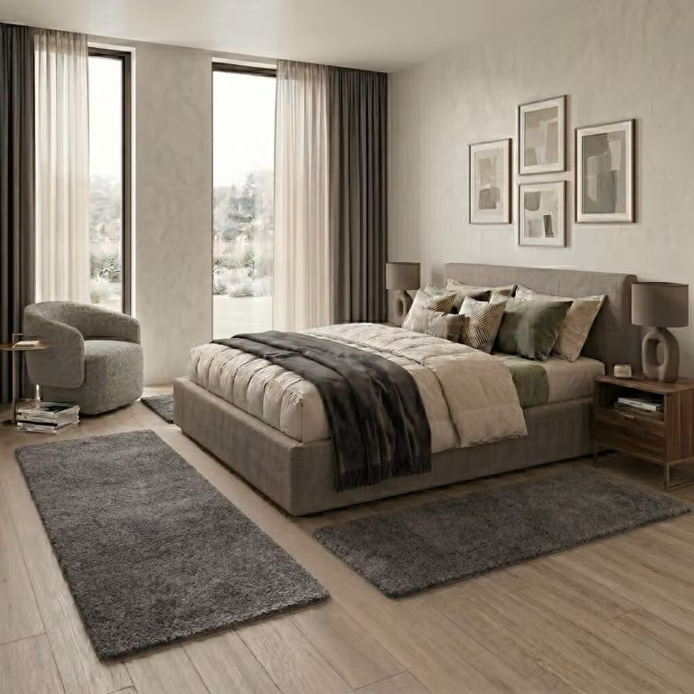 Floordirekt Sphinx Slaapkamer Vloerkleed Set - Grijs - 1 Loper 67 x 240 cm en 2 Lopers 67 x 140 cm