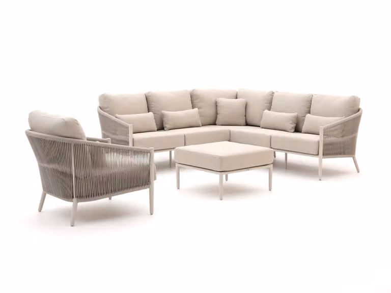 Bellagio Hoek loungeset voor 6 personen in beige met aluminium frame