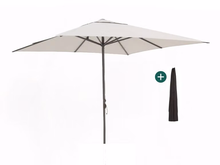 Parasol Shadowline Cuba Grijs Vierkant B/D: 350 x 350 cm inclusief hoes