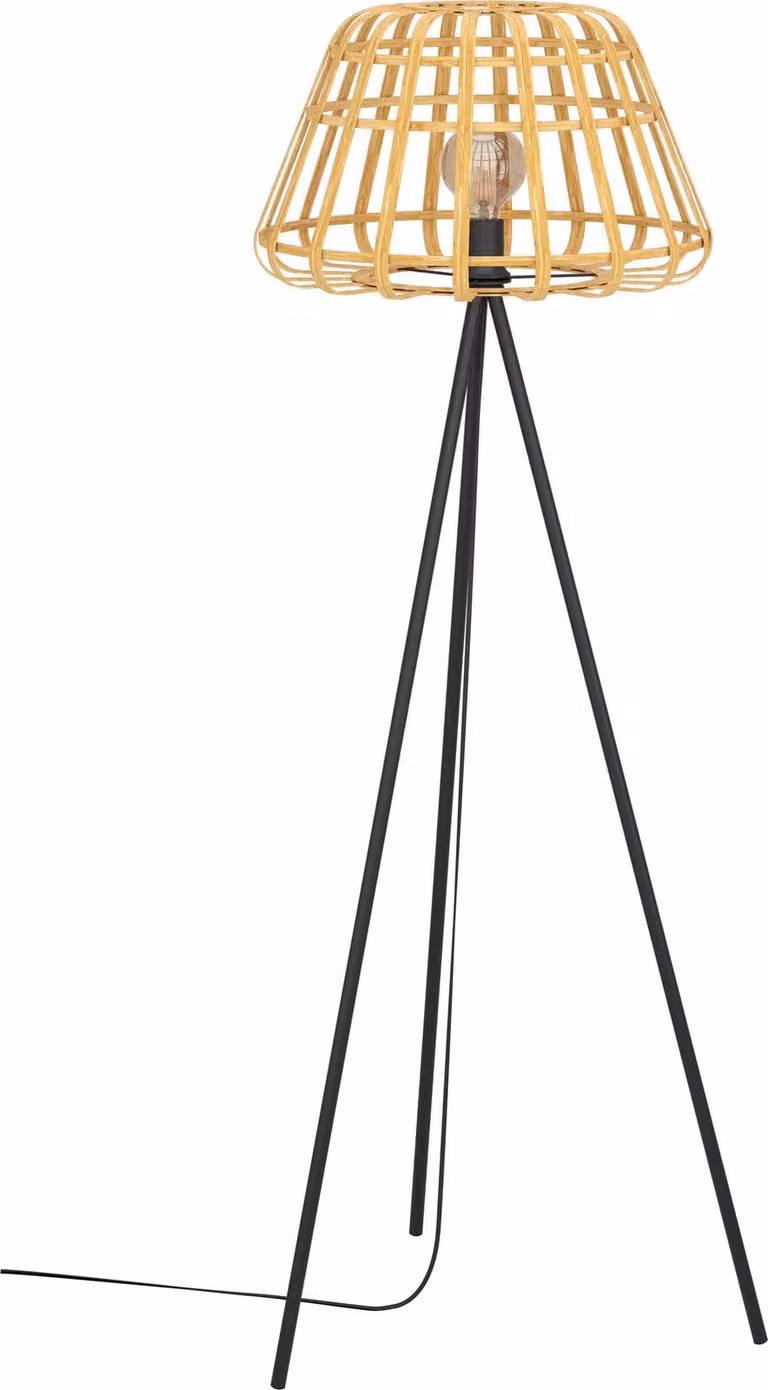 Eglo Montezuelo Rotan Vloerlamp Beige met Bamboe en Rattan, Hoogte: 149 cm