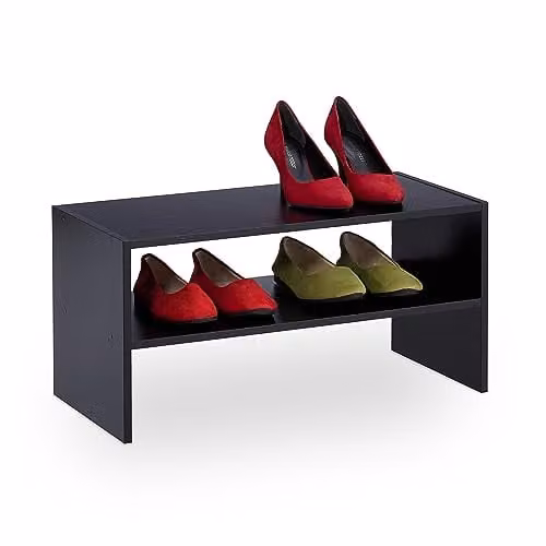 Relaxdays Schoenenrek voor 4 paar schoenen, Zwart, B/D/H: 60 x 29,5 x 29,5 cm
