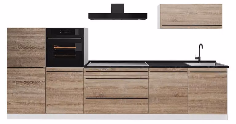 Vicco R-Line Keukeneenheid Sonoma/Wit met Antraciet Werkblad, 340 cm