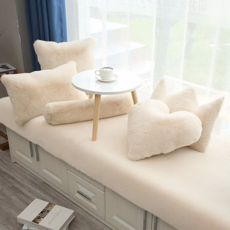 Beige Erker Zadelkussen met Antislip Onderkant - Breedte: 80 cm, Lengte: 210 cm