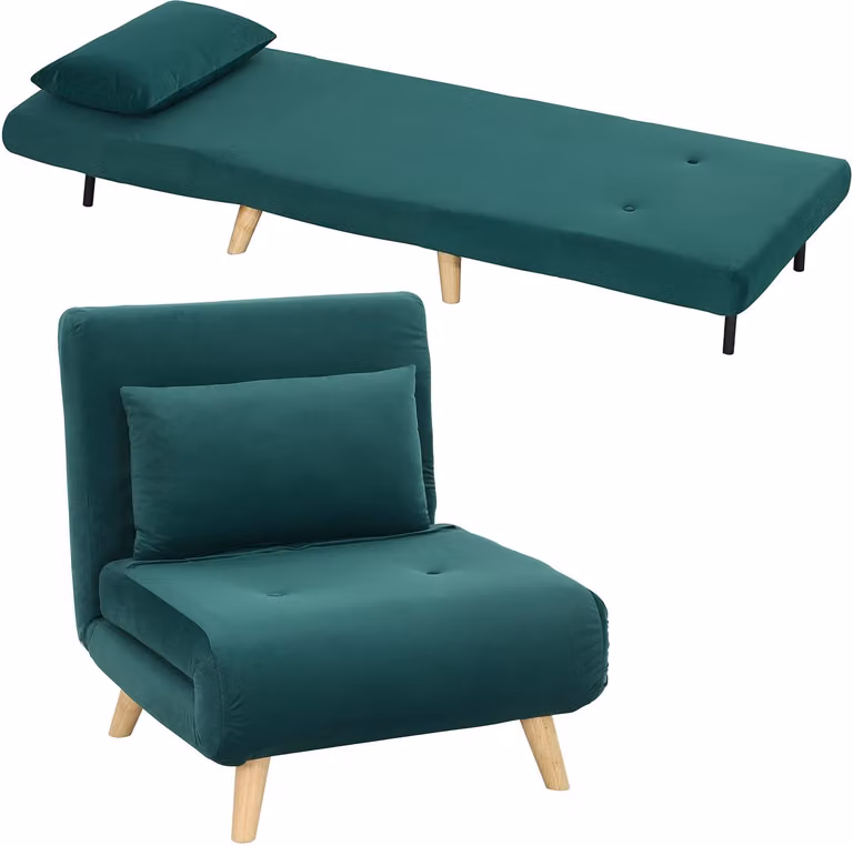 Homcom Fauteuilbed van polyester in donkergroen, B/D/H: 72 x 78 x 79 cm
