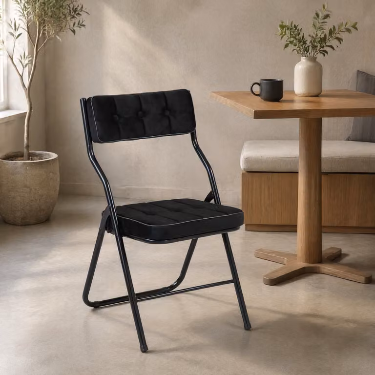 CHICFURN Inklapstoel - Opvouwbaar - Gestoffeerd - Zwart