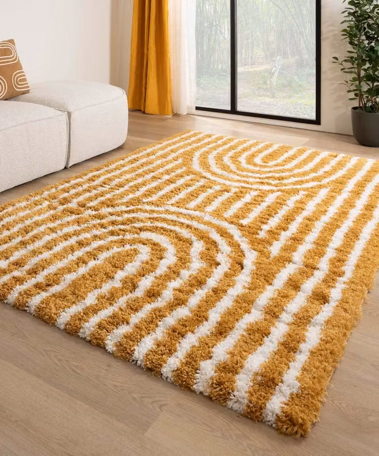 Scandinavisch vloerkleed Cozy Arch okergeel 160 x 230 cm