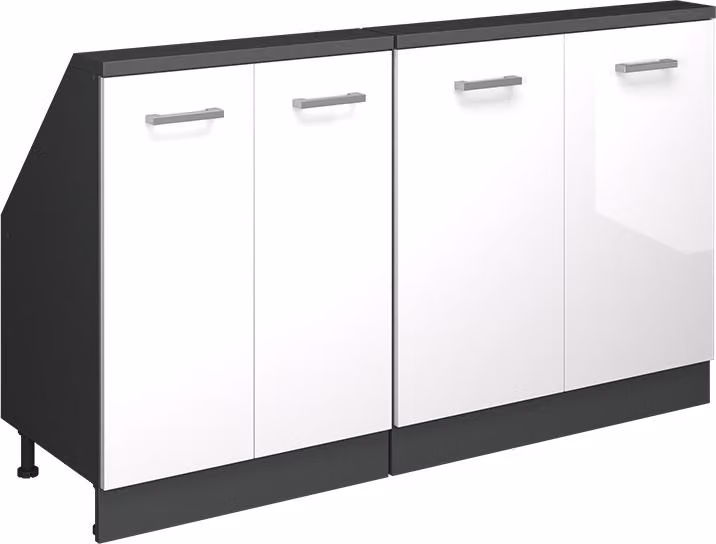 Vicco R-Line Keukenkast voor schuine wand Wit Hoogglans Set van 2 Model 58142