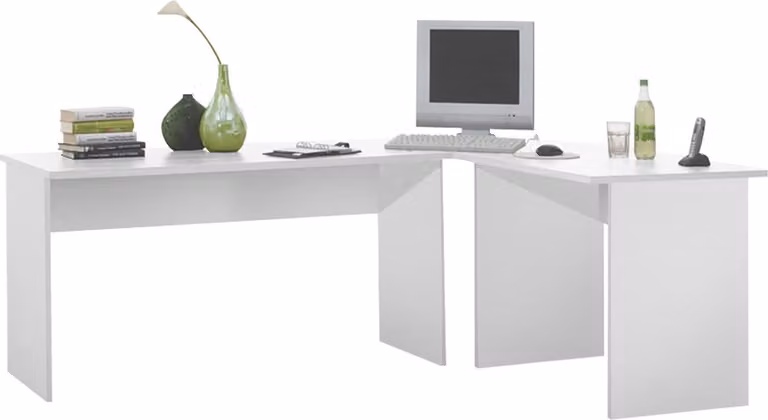 Wit Hoekbureau Jaap Breedte: 205 cm, Diepte: 65 cm, Hoogte: 76 cm
