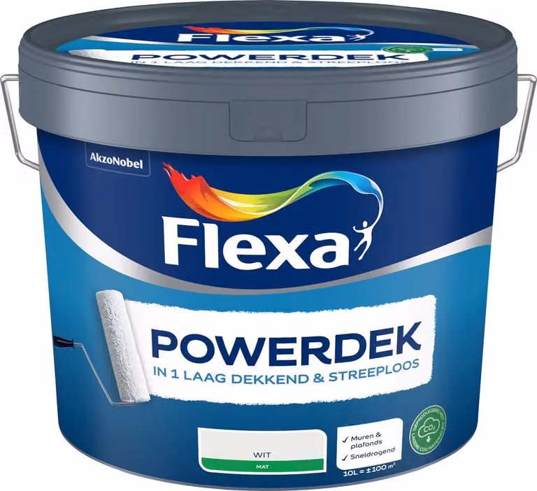 Flexa Powerdek Muren & Plafonds Wit 10 L
