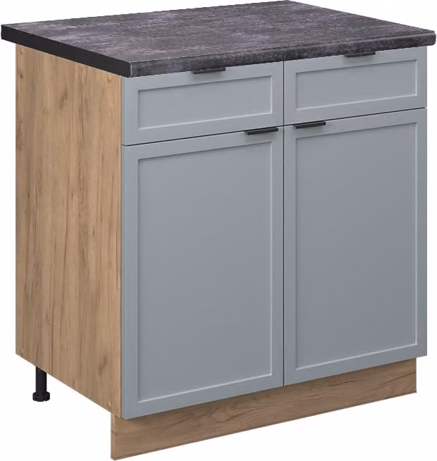 Vicco Keukenonderkast Fame-Line Licht blauw-grijs met Antraciet werkblad, Breedte: 80 cm