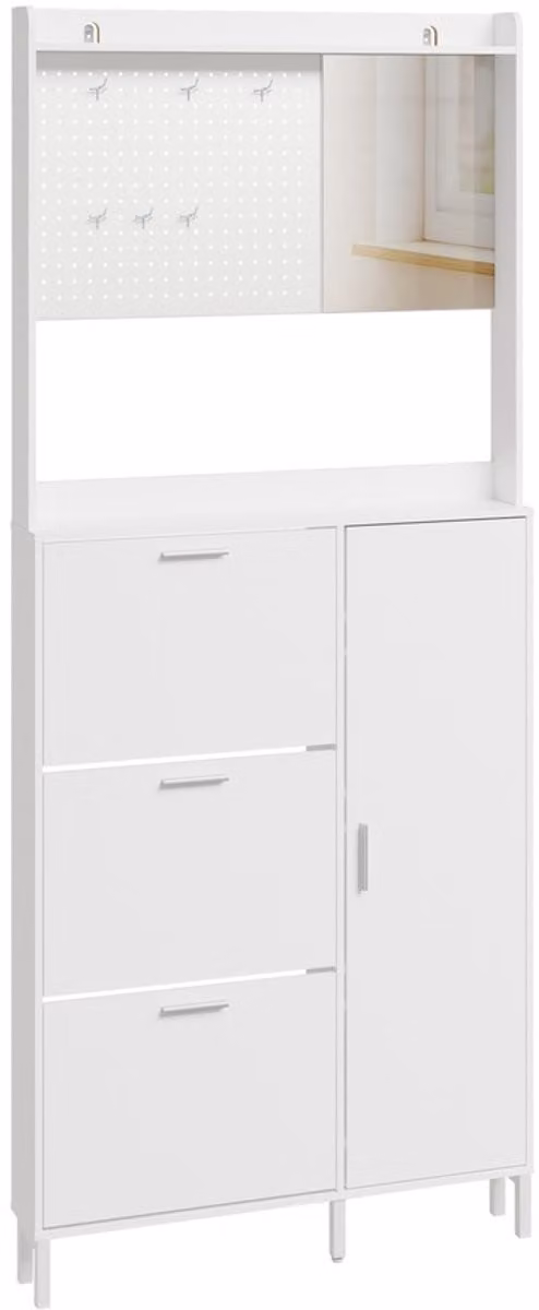 SoBuy FSR233-W Schoenenkast Wit H: 197 cm, B: 83 cm, D: 14 cm