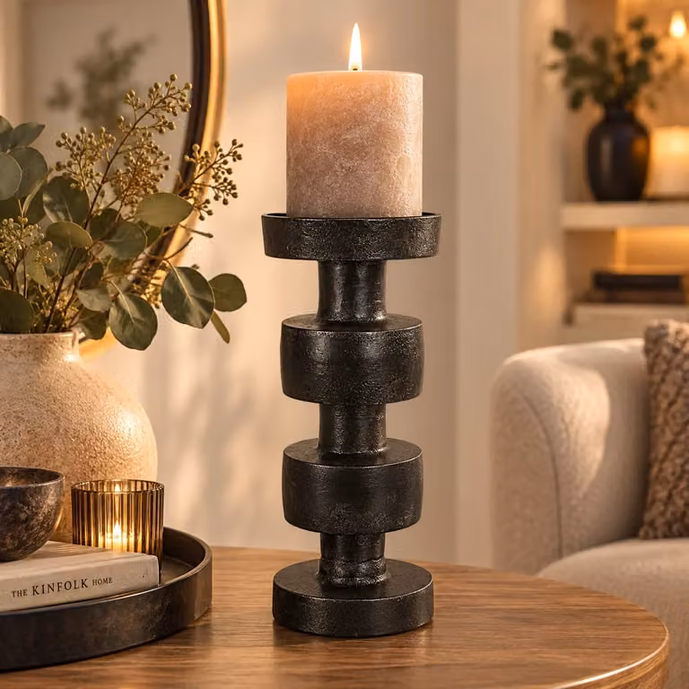Countryfield Kandelaar Revan zwart metalen tafelsierde voor stompkaarsen, Hoogte: 38 cm