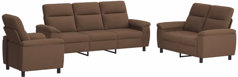 vidaXL Moderne Bankstel voor Volwassenen - 3-delig - Bruin - Stof
