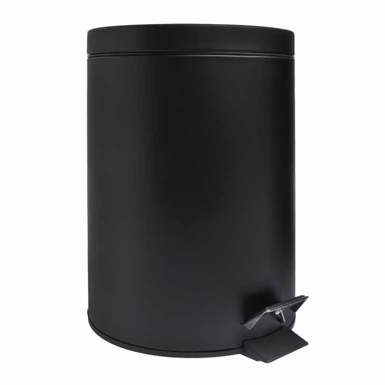 QUVIO Prullenbak 7 L - Rond - Metaal - Zwart