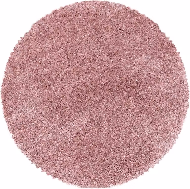 Hoogpolig Vloerkleed Rond Roze - Polyester - Doorsnede: 200 cm - Poolhoogte: 50 mm