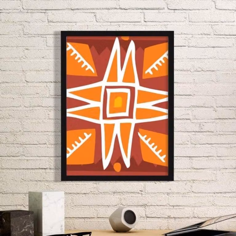 Zwarte kunstprint met houten fotolijst voor muurdecoratie, Medium 32,7 x 45 cm