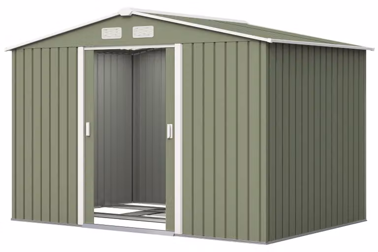 Outsunny tuinhuis berging schuur lichtgroen B/D/H: 277 x 195 x 192 cm
