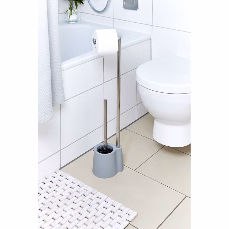 home24 Wc-set Avola grijs polypropeen en roestvrij staal B/D/H: 70 x 13 x 16 cm