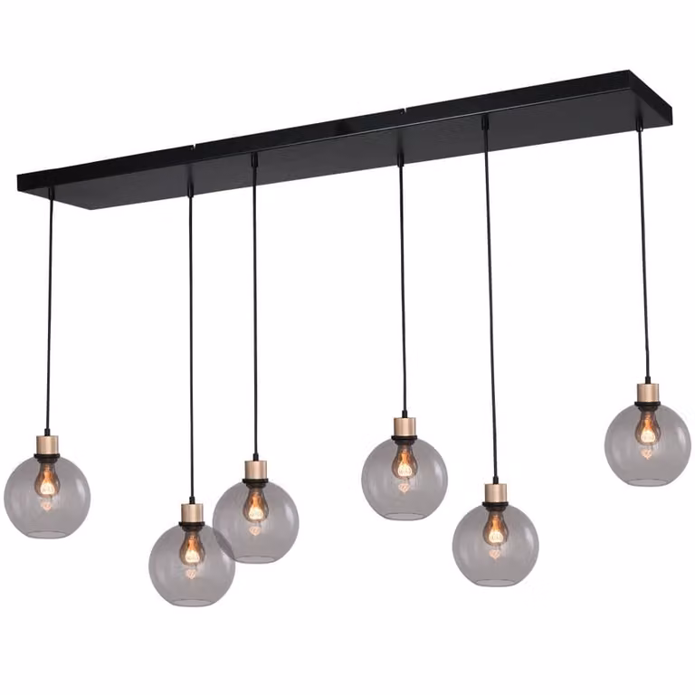 Masterlight Hanglamp Lazise Goud/Messing met 6 Glazen Kappen van Ø 20 cm