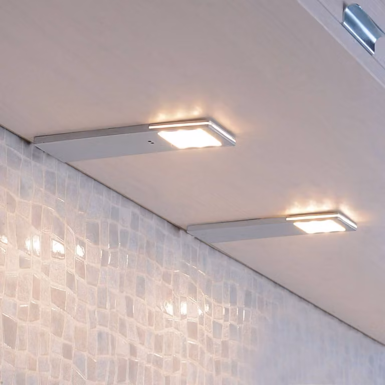 Paul Neuhaus Helena LED meubelverlichting set van 2, grijs, warm wit, met bewegingssensor, B: 19 cm, H: 7 cm